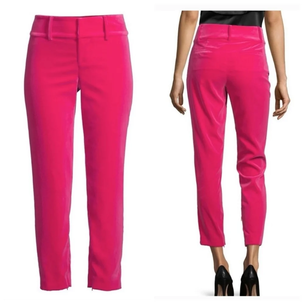 alice + olivia  slim velvet ankle pants Size 6 - Picture 3 of 12